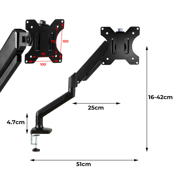 Traderight Monitor Mount Single Arm Stand For 1332 Inch Displays Monitor Mounts & Stands