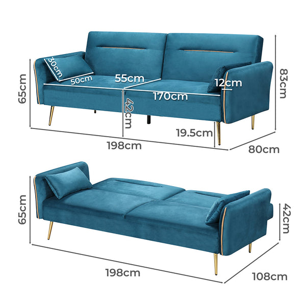 Levede Convertible 3 Seater Sofa Bed For Versatile Comfort And Space Saving Solution Sofa Beds
