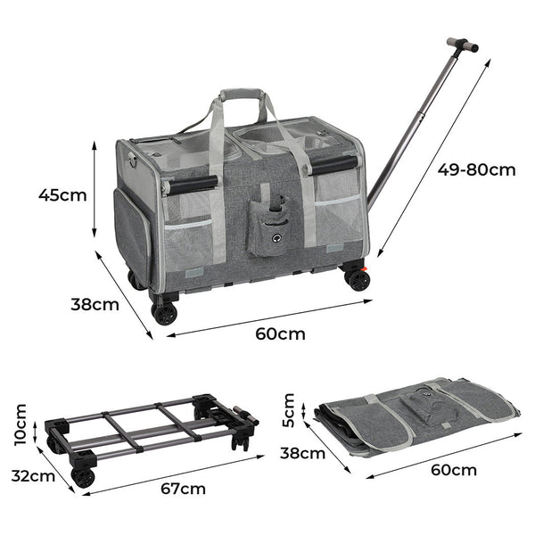Pawz Pet Carrier 4 Wheel Portable Rolling Foldable Pet Transport