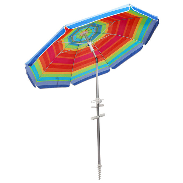 2M Colorful Outdoor Beach Umbrella Sand Shade For Sunny Coastal Relaxation Patio Umbrellas
