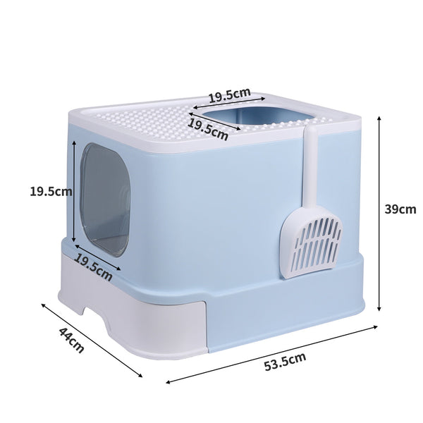 Pawz Cat Litter Box Fully Enclosed Kitty Blue Litter Trays
