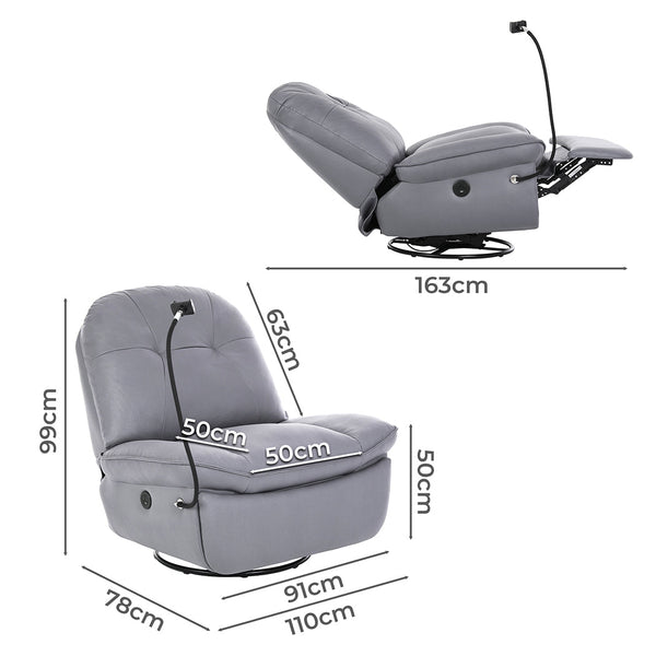 Levede Electric Recliner Chair Swivel Grey Comfortable Modern Seating For Living Room Or Office Office Chairs