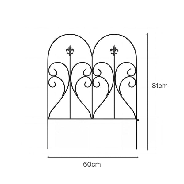 Mountview 5 Panel Decorative Garden Fence Black Steel Animal Barrier Garden Edging & Borders