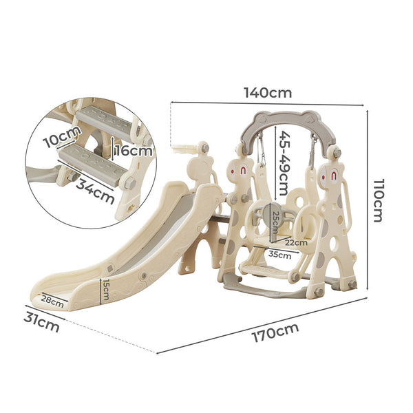 Bopeep 4 In 1 Kids Slide Swing Set With Basketball Hoop Indoor Outdoor Playset Outdoor Swings