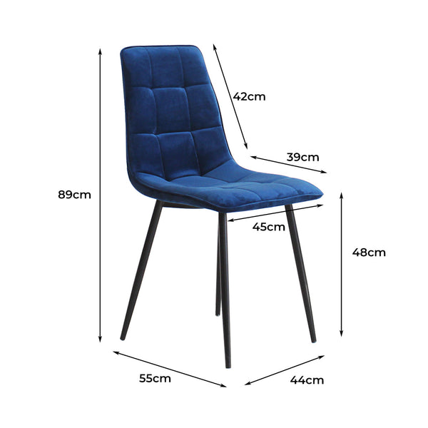 Levede Velvet Blue 4 Piece Set For Kitchen Modern Comfort And Style Dining Chairs