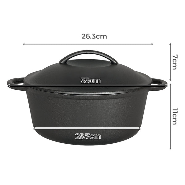 Pawz 6.6L Cast Iron Dutch Oven Heavy Duty Casserole Pot Casserole Pans