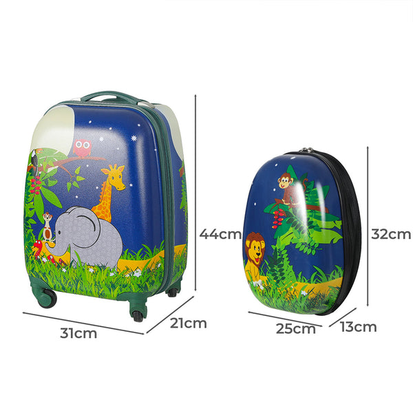 Bopeep 16''13'' 2Pcs Kids Luggage Backpack Set Jungle Suitcases