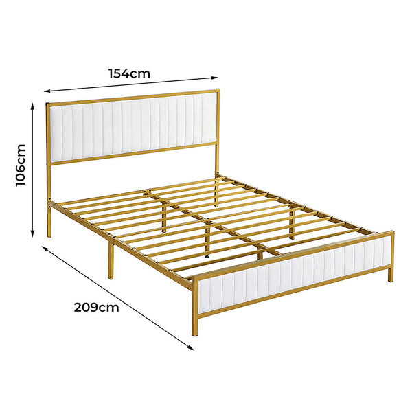 Levede 209Cm X 154Cm 106Cm Metal Bed Frame Under Storage Queen Beige Queen Bed Frames