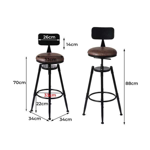 Levede 2X Bar Stool Kitchen Wooden Pu Benches Bar Stools