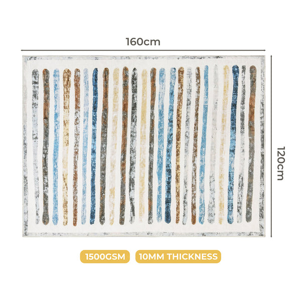 Marlow Washable Stripe Floor Rug Soft Plush Non Slip 160X120cm Rugs