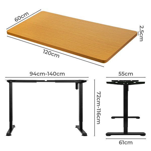 Levede Motorised Standing Desk Height 120Cm Natural 800X 1.5Mm Black Frame Standing Desks