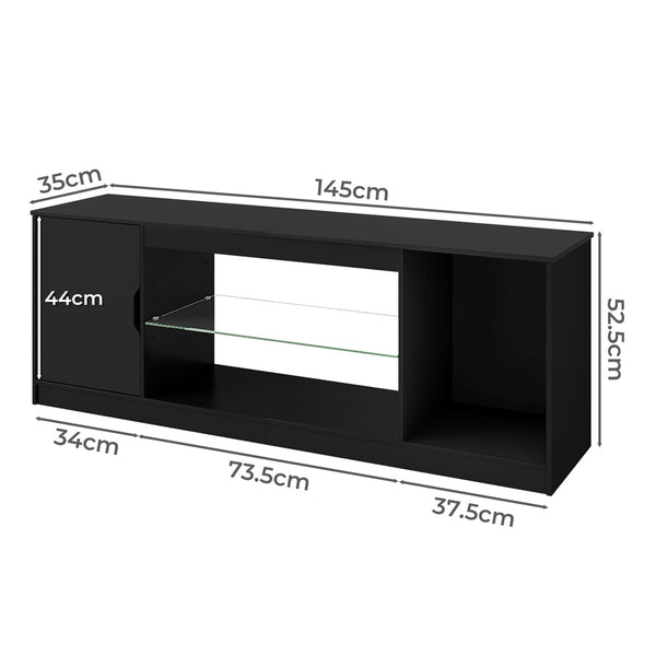 Levede Tv Stand Storage With Led 140Cm Black Tv Stands & Mounts