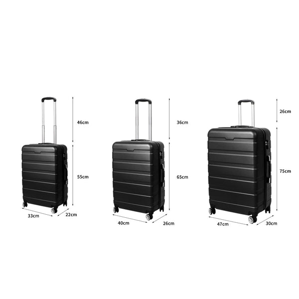 Slimbridge 3Pc Luggage Sets Suitcase Black Suitcases