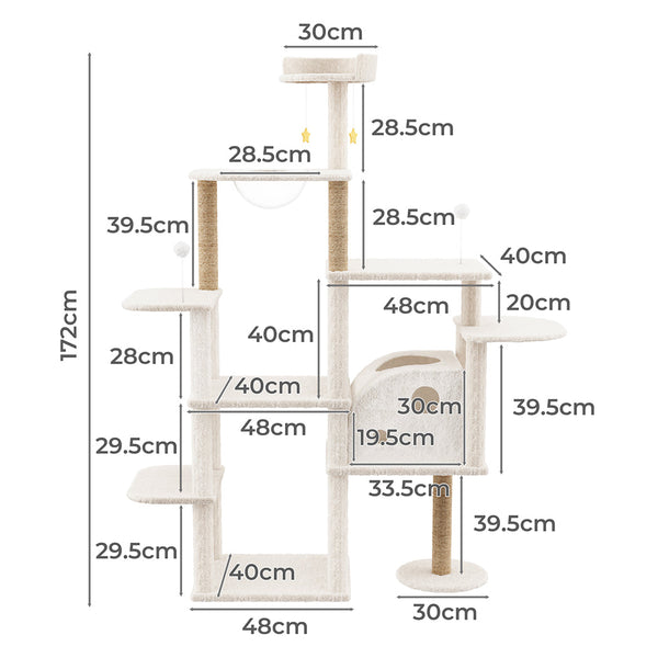 Pawz Cat Tree Tower Large Scratcher Condo House 172Cm Furniture & Scratchers
