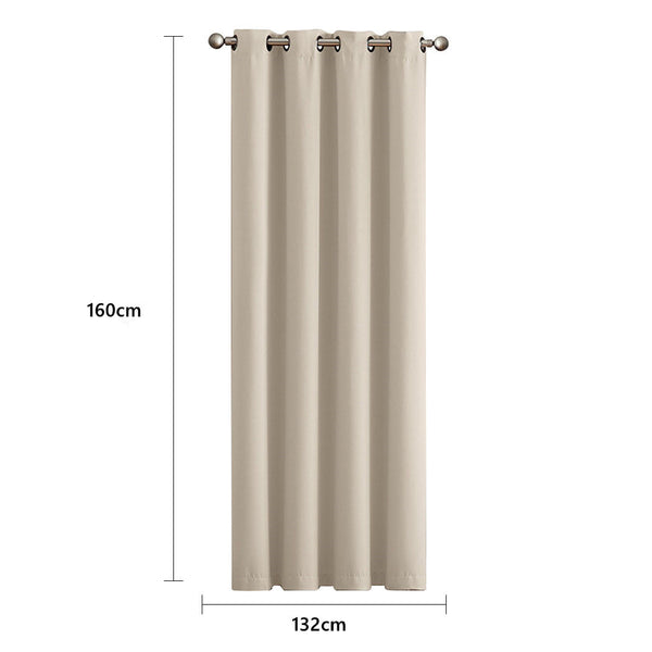 2X Blockout Curtains Panels 3 Layers Beige Curtains & Drapes
