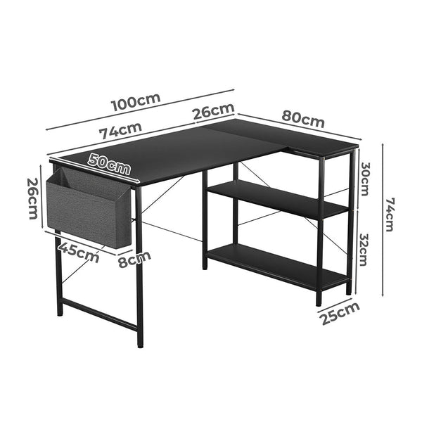 Levede Shaped Computer Desk Corner Black Home Office Desks