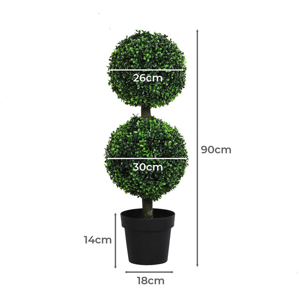Lambu Artificial Double Ball Boxwood Trees Realistic Indoor Outdoor Decoration Artificial Plants