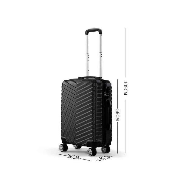 Slimbridge 20" Carry On Travel Luggage Black Inch Suitcases