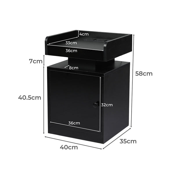 Levede Bedside Table With Usb Charger Outlet And Rgb Lights Black Modern Nightstand For Bedroom Bedside Tables