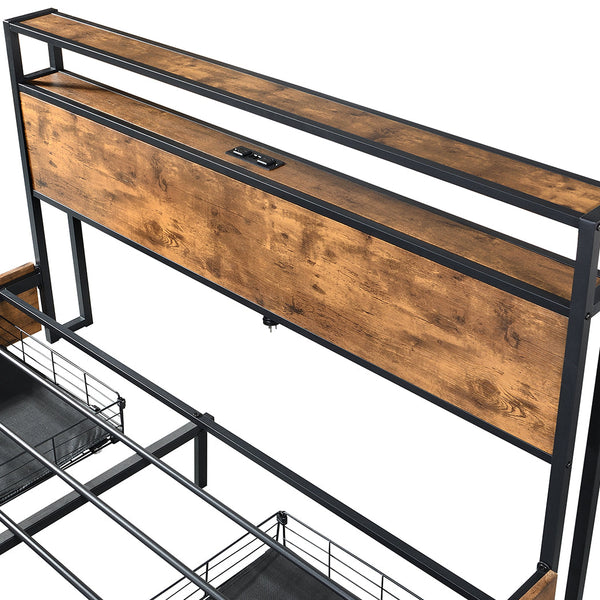 Levede Queen Bed Frame Rgb Led 4 Drawers Usb Queen Bed Frames