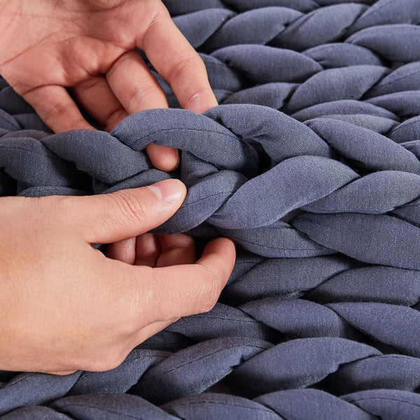 Dreamz Knitted Weighted Blanket Chunky Dark Grey Double 7Kg Weighted Blankets