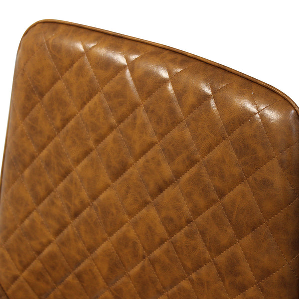 Set Of 4 Pu Faux Leather With Padded Seat Brown Dining Chairs