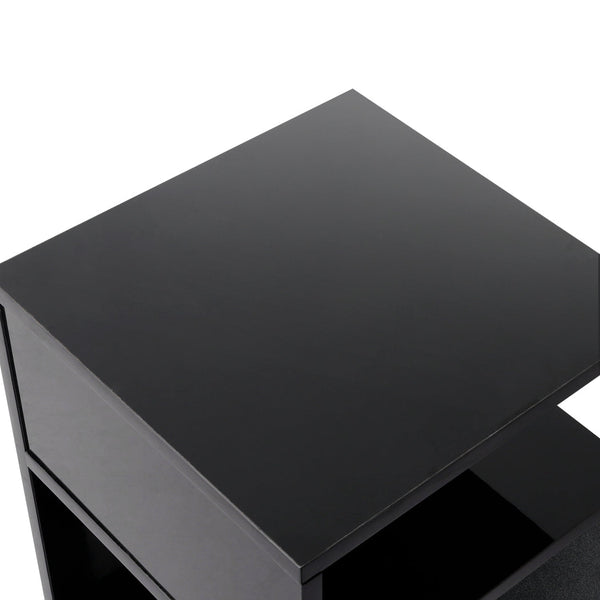 Levede 1X Drawers Side Black Bedside Tables