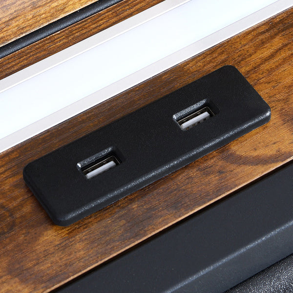 Levede Double Metal Bed Frame Led Lights 2 Drawers Double Bed Frames