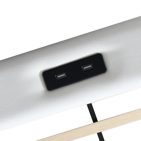 Levede Queen Bed Frame With Adjustable Headboard White Queen Bed Frames