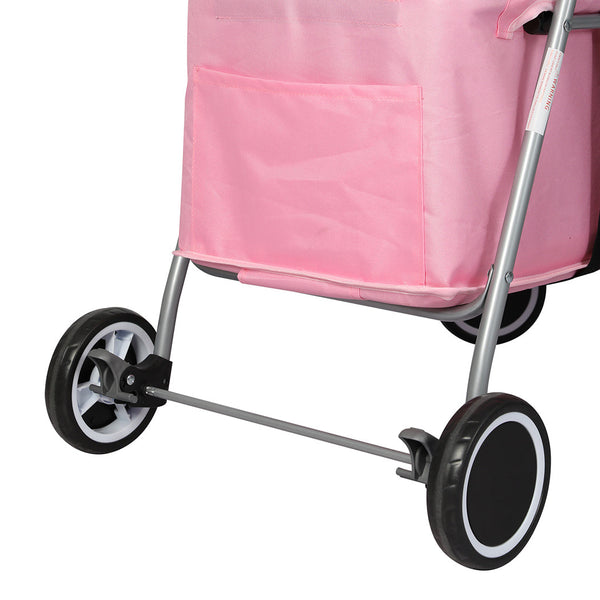 Pawz Pet Stroller Dog Cat Carrier Foldable Pink Dog Strollers