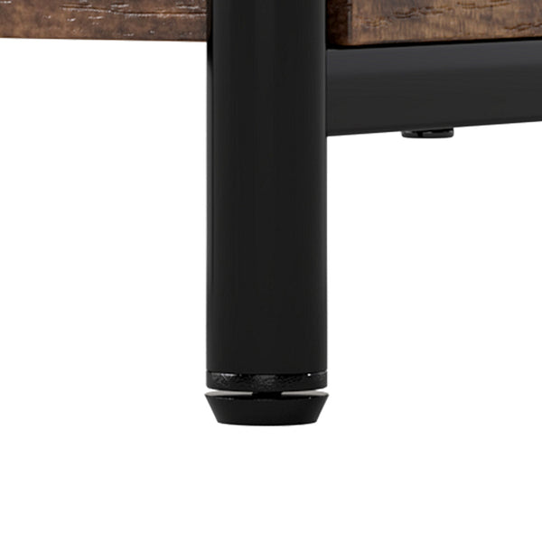 Levede Side Table 2 Tier Industrial Vintage End Storage Shelf Nightstand Brown & Black Side Tables