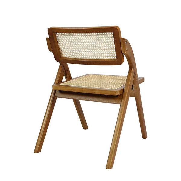 Levede 2X Foldable Rattan Walnut Dining Chairs