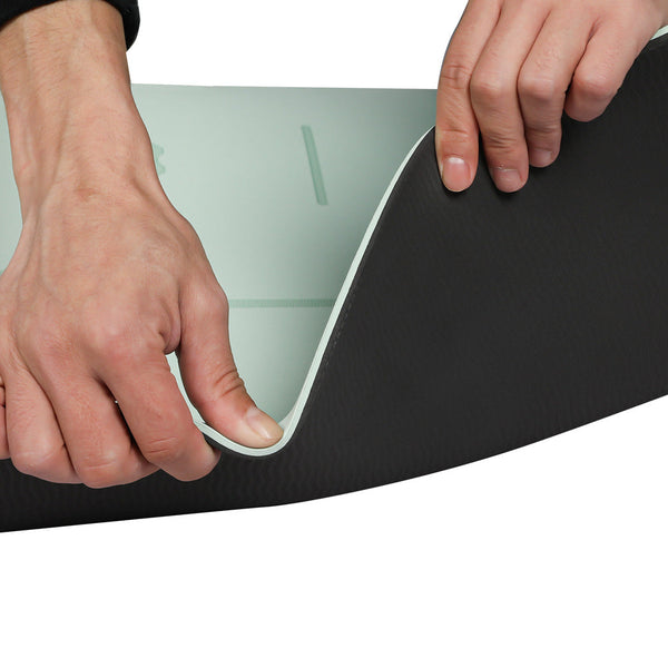 Centra Yoga Mat Dual Colour Body Position Lines Mint Green Mats & Non Slip Towels