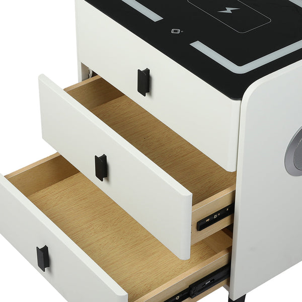 Levede Bedside Table Led Lights Drawers Storage Bedside Tables