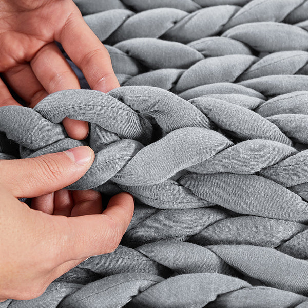 Dreamz Knitted Weighted Blanket Chunky Grey Kids Weighted Blankets