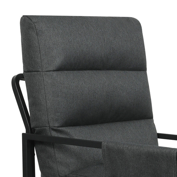 Levede Metal Framed Lounge Chair Linen In Dark Grey Loungers