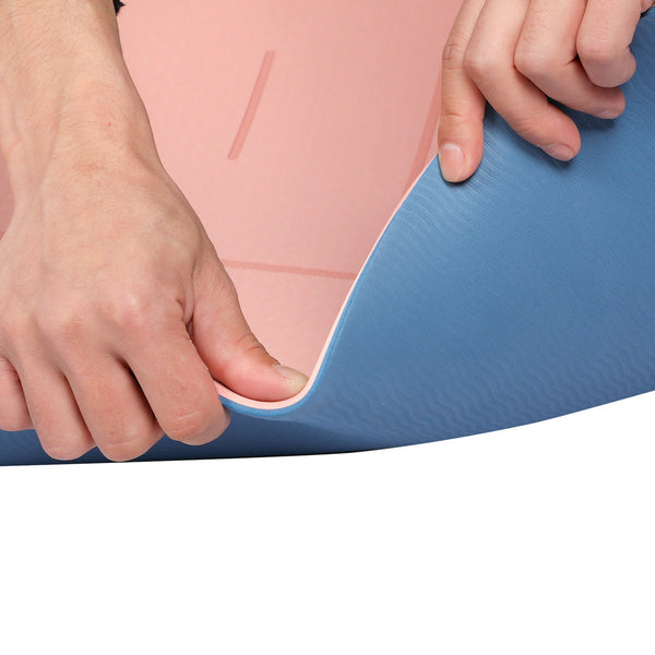 Centra Yoga Mat Dual Colour Body Position Lines Pink Mats & Non Slip Towels