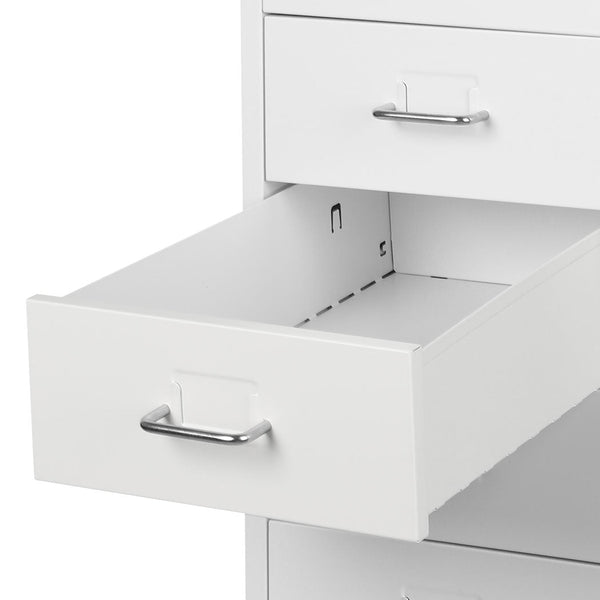 Levede Office Cabinet 8 Drawer Drawers Filing Steel Frame White Cabinets & Cupboards