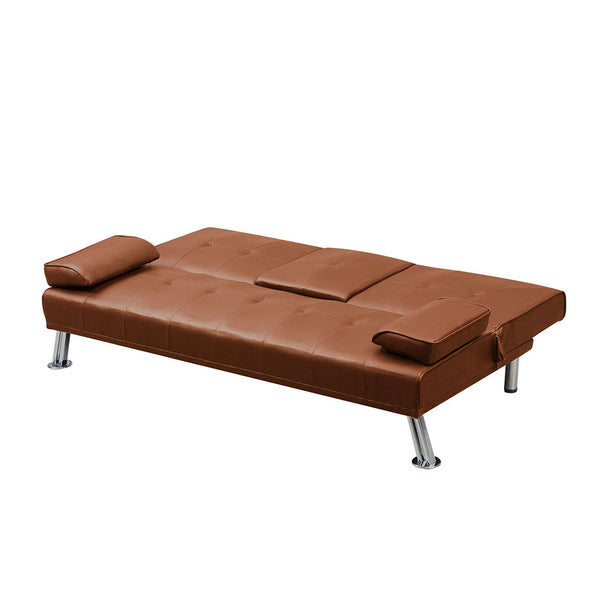 Levede 3 Seater Sofa Bed Recliner Brown Sofa Beds