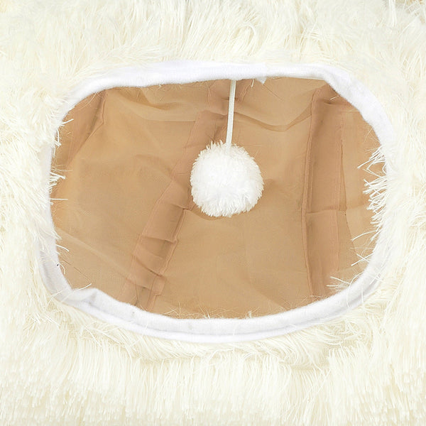Pawz Cat Tunnel Foldable Fluffy Plush Play Tube Beige Cat Toys