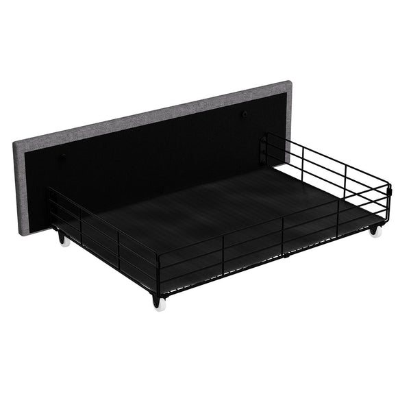 Levede King Bed Frame Fabric Storage Drawer Led Usb King Bed Frames