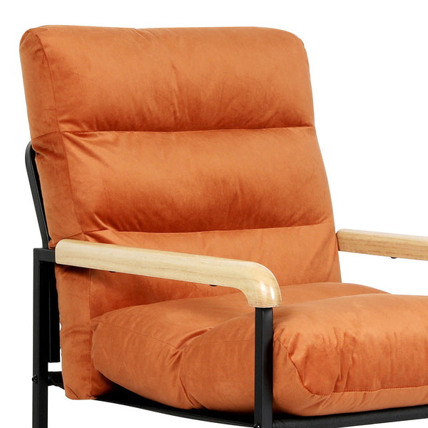 Levede Metal Framed Lounge Chair Velvet In Orange Loungers