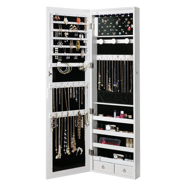 Veile Studios Levede 37Cm X 10Cm 120Cm Mirror Jewellery Cabinet Led White Jewellery Holders & Organisers