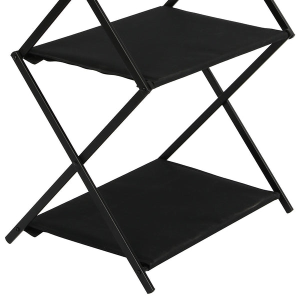 Levede Foldable Shelves 2 Layer With Hooks Black Camping Storage