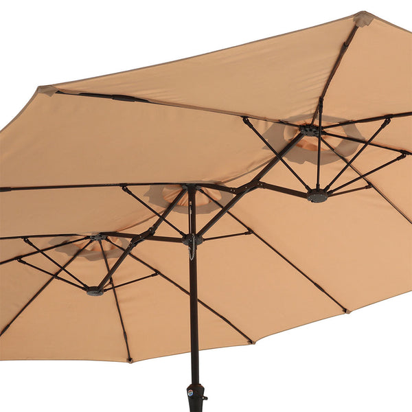 Centra 4.5M Double Sided Patio Umbrella Outdoor Base Stand Khaki Patio Umbrellas
