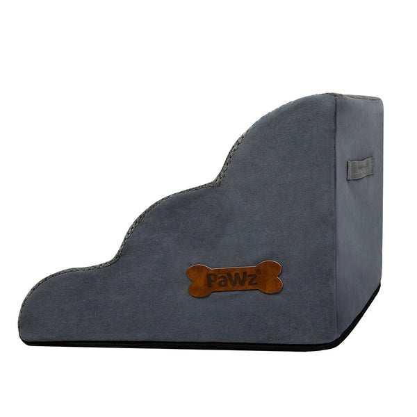 Pawz 3 Steps Pet Stairs Dog Ramp High Density Foam Grey Pet Transport