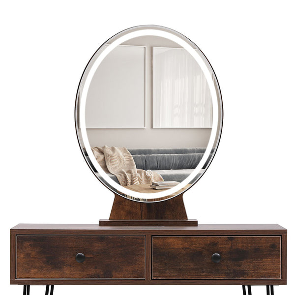 Levede Dressing Table With Led Light Strip Brown Modern Vanity For Bedroom Or Makeup Space Dressing Tables