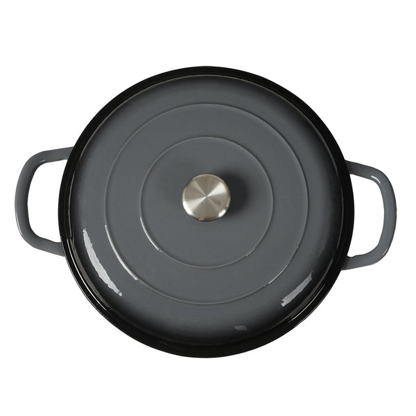 3.5L Enamel Dutch Oven Pan Black Cooking Pot Cast Iron With Lid Heat Resistant Casserole Pans