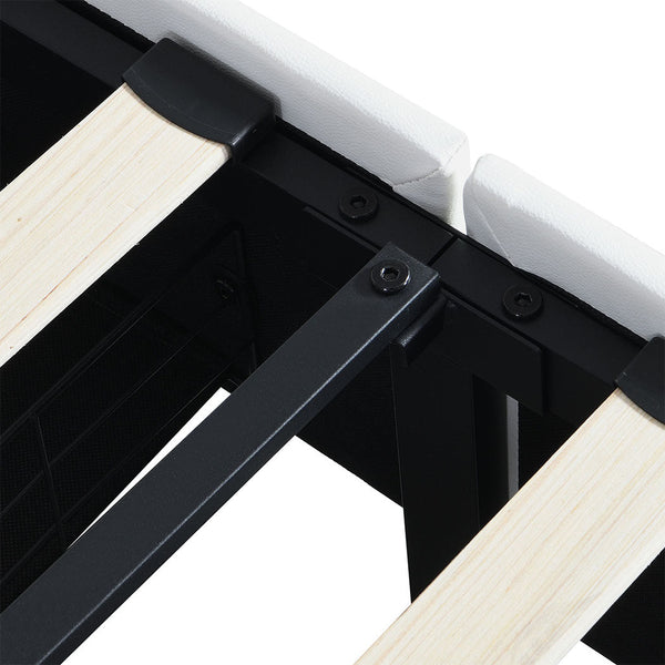 Levede Double Bed Frame With Adjustable Headboard White Headboards & Footboards