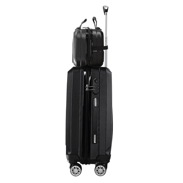 Slimbridge 2Pcs 20"Travel Luggage Set Black Suitcases